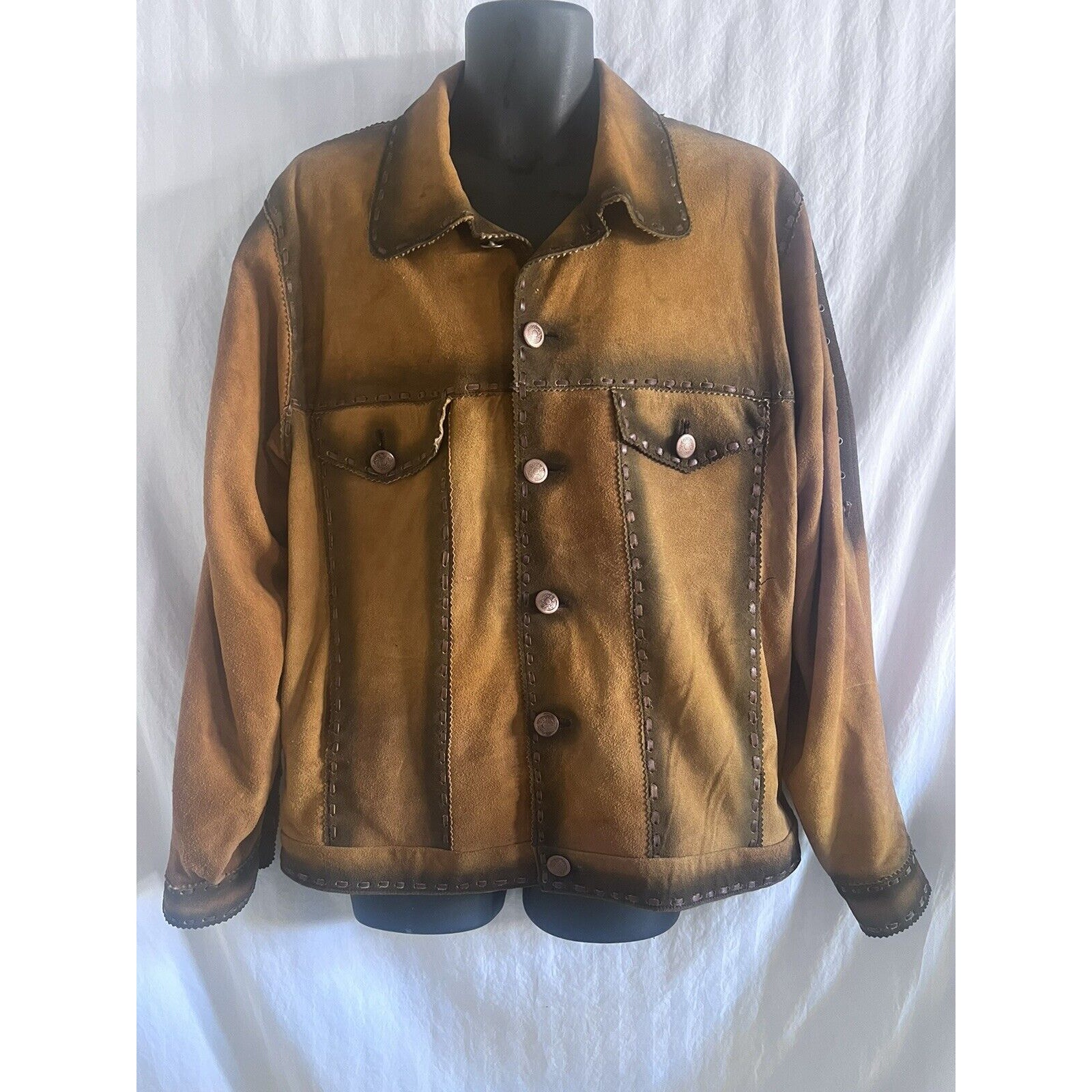 Kobler Leather Rusty Suede Leather Jacket Sz L Western Cowboy